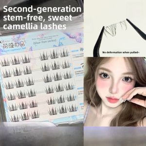 New Upgraded No Glue No Stem Camellia Flower False Eyelashes Natural Looking Sweet Girl Light Makeup Easy to Use Waterproof
