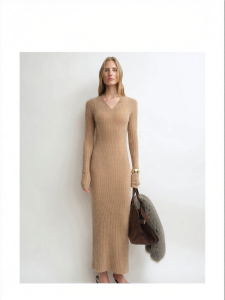 Merino Wool V-Neck Knit Dress New Winter Style