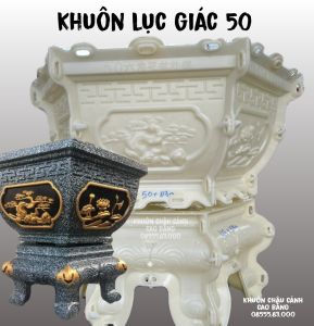 Khuôn đúc chậu cảnh lục giác 50 và chân đôn quỳ phù hợp trồng hoa cây cảnh. Khuôn chắc chắn có hướng dẫn sử dụng dễ dàng làm được bộ chậu cây ưng ý