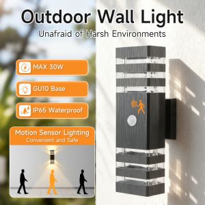 【Give Bulb】CANMEIJIA COB Warm light 3000K LED Wall Lamp IP65 Outdoor Waterproof Light Wall Light Aluminum Automatic Light Up for Replaceable GU10 Bulb Corridor Balcony Lights Wall Light