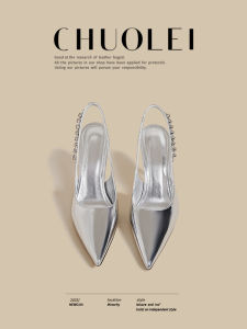 CHUOLEI | Versatile French Style Closed Toe Sandals Silver Fine Heel