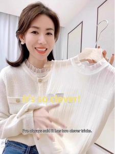 Elegant Advanced 2026 New Autumn Womens French Lace Mock Neck Shirt