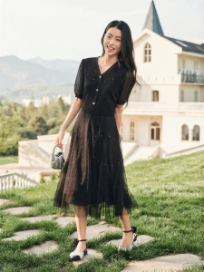 Koradior | Designed Beaded French Style Dress