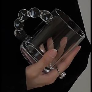 INS Korean creative sugar gourd glass water cup large handle coffee cup and Cups Drinkware Tableware Mug