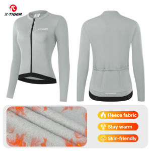 X-Tiger | X-TIGER Winter Cycling Jersey Woman Warm Cycling Jacket Long Sleeve Jersey Full Zipper Female Mountain Road Bicycle Clothes