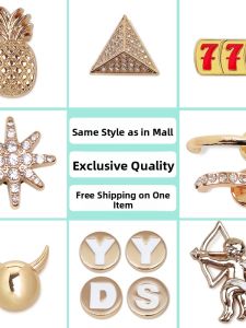 2024 New Hole Shoe Accessories Metal Gold Black Shoe Buckle Shoe Flower Adaptation Fashionable Shoe Accessories for Shoes