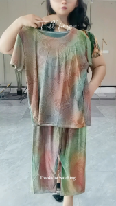Ice Silk Short-Sleeve And Half Pants Loose Two-Piece Suit For Women L2657