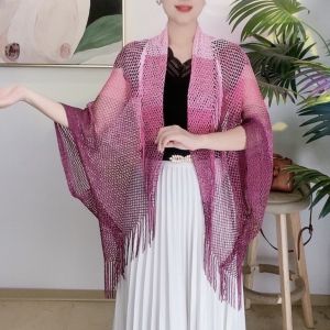 New Arrival Gradient Color All-Matching Elegant Temperamental Tassels Cut Out Summer Sun Protection Shawl Travel Photography Variety Shawl Explosion