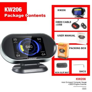 New 2in1 KONNWEI KW206 Car Diagnostic HUD OBD2 Automotive Car Code Reader Adapter Scanner Auto Tools On-Board Computer Display