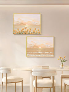 Healing Sea View Tulip Decorative Painting Texture Electric Meter Box Covering Wall Art Modern Cream Style Universal Decoration