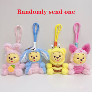 Anime Cartoon 12cm Winnie Pooh Hand Rope Series Plush Keychain Pendant Cute Doll Accessories Trendy Christmas Birthday Toys Gift