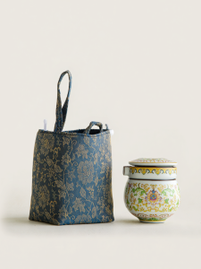 JIXIANSHENG | Portable Peony-Enamel Gilded Tea Set