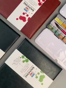 Baohong 24 Tờ Sổ Phác Thảo Màu Nước Du Lịch Bìa Da Bọc Vải Lanh Giấy Cotton Không Chứa Axit 300g Để Vẽ Nghệ Thuật Khi Di Chuyển