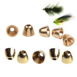 20PCS Brass Conehead Beads for Tube Fly Woolly Bugger Streamers Minnows Trout Fishing Lures Saltwater Flies Tying Material
