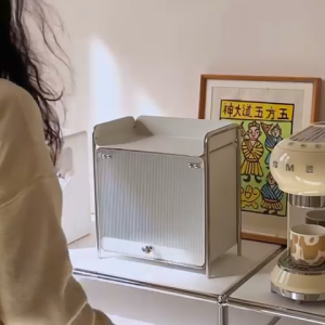 ~SG Stock~ 2 Tiers Multi Storage Purposed Dustproof Metal with Acrylic Door and Pull-Push Tray Rack Desktop Rack Cups Rack Cups Holder Seasoning Rack Seasoning Holder Kicthen Rack Makeup Rack Makeup Holder Cosmetics Rack Cosmetics Holder