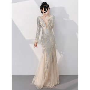 Red Banquet Evening Dress Elegant Mermaid Style