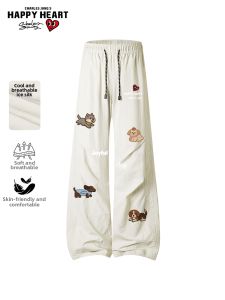 CHARLES JANGS HAPPY HEART | Cartoon Relax Breathable Silk-Like Trousers
