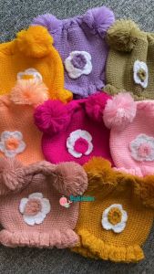 ByKiddos - Topi Bayi Anak Pompom Renda Bunga / Kupluk Bayi Renda Motif Bunga Polosan 6 Bulan - 2 Tahunan