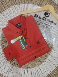 Kemeja/Baju polos pria lengan panjang slimfit kain sigaret premium