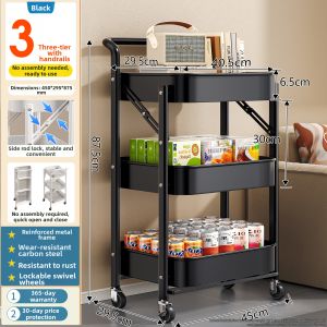 JOYBOS | Carbon Steel Foldable Multi-tier Storage Cart No Assembly Required For Snacks & School Bags