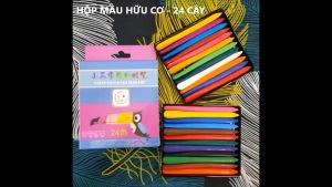 BÚT SÁP MẦU HỮU CƠ (Hộp 24 cây) Hộp bút mầu cho bé tập tô tập vẽ an toàn 100% tự nhiên không phai màu