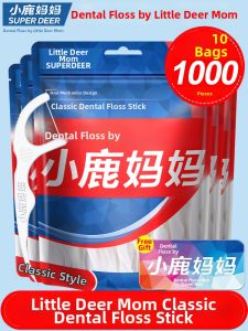 SUPER DEER | Ultra-fine Portable Dental Floss Picks 1000 pieces