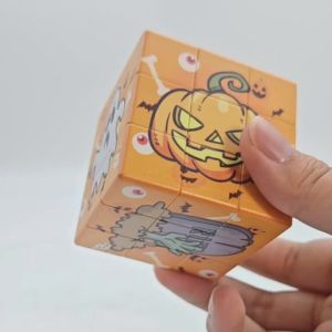 Đồ Chơi Xếp Hình Rubik 3x3 Halloween Phù Hợp Cho Người Lớn & Trẻ Em Quà Tặng Sinh Nhật Trò Chơi Rèn Luyện Trí Não Khối Lập Phương Mini Bằng Nhựa