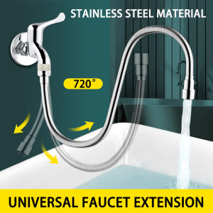 Stainless steel Faucet Extension Extender Bathroom 360° Rotation Adjust Free Bending Faucet Splash-Proof Universal Extension Tube