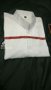 Baju Koko lengan Panjang Warna Putih Polos Model Haibah Bahan Katun Toyobo Import Ukuran Jumbo