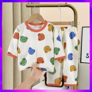 Summer Lightweight Pure Cotton Sleepwear for Boys Childrens Home Clothes Baby Class a Girls Cotton Clothes for Big Kids