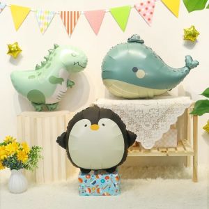 New Super Cute Matte Cartoon Penguin Whale Dinosaur Foil Balloon Party Decoration Photography Prop Animal Balloon