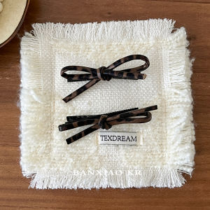 Princess Style Leopard Print Leather Duckbill Hair Clip Womens Retro Butterfly Knot Side Hair Clip Bangs Holder Fashion Accessory