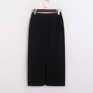 Váy Midi Chữ a Emily Clud Dệt Kim Cho Nữ Mùa Thu Đông Váy Dài Thẳng Mảnh Một Bước Váy Dài Bằng Vải Polyester