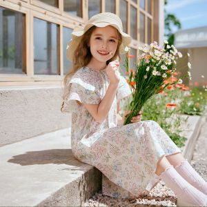 XIANGYING | 100% Cotton A-Class Print Dress