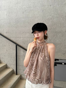 OIOI ESSE | Áo Blouse Chiffon In Báo Đậm Nhạt Mùa Hè Nữ Kiểu Cổ Điển