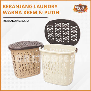 KERANJANG LAUNDRY + TUTUP - Keranjang Baju Pakaian Besar Serbaguna
