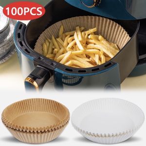 50 ชิ้น กระดาษรองหม้อทอดไร้น้ำมันทรงกลม ทิ้งสาย สําหรับเตาอบ แผ่นรองหม้อ ทอดลมร้อน กระดาษอบขนม