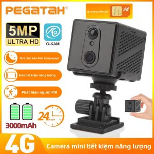 PEGATAH 5MP HD Camera Mini Mạng 4G Trong Nhà Hồng Ngoại Nhìn Đêm Phát Hiện Con Người Có Thể Sạc Lại 3000MAh Giám Sát An Ninh Cho Gia Đình