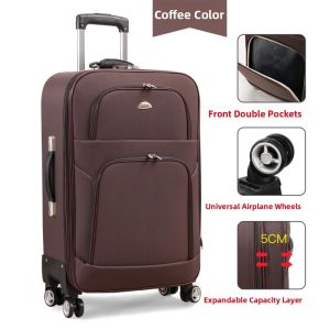 Universal Wheel Oxford Cloth Luggage Suitcase Travel Bag for Men And Women with Password Lock Zipper Closure Expandable Compartments