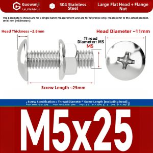 GUWANJI | Stainless Steel Flat Head Round Bolt Screw Set