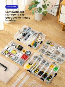 Multi-grid Plastic Storage Box Handheld Screw Parts Organizer for Hardware Tools Electronic Components Classification Storage Case