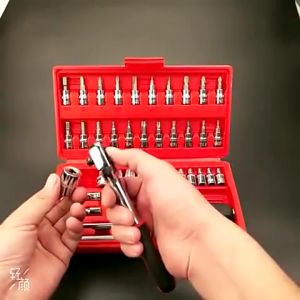 ชุดบล็อกประแจ เครื่องมือช่าง ชุดประแจบล็อก 46 ชิ้น บล็อก 1/4 ชุดบล็อก ประแจ Hand Tools ชุดเครื่องมือ อุปกรณ์ช่าง อุปกรณ์ซ่อม แบบพกพา ประแจชุดใ