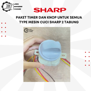 JMT - Paket Knop Tombol + Timer 3 Kabel Mesin Cuci Sharp 2 Tabung