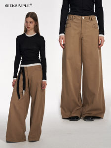 กางเกงขายาวทรงตรงหลวมๆ สำหรับผู้หญิง ทรงหลวม ฤดูใบไม้ผลิและฤดูใบไม้ร่วง กางเกงขายาวทรงตรงสไตล์เกาหลีสำหรับผู้หญิง