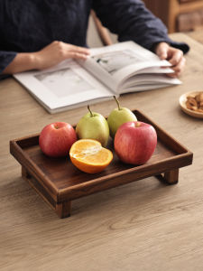 Bộ Đựng Trà Bằng Gỗ Nguyên Khối Phong Cách Trung Hoa Mới Bát Đựng Trái Cây Phòng Khách Bàn Trà Gia Đình Bát Đựng Trà Cổ Điển