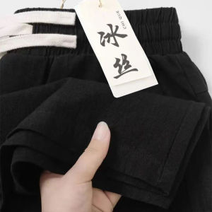 High-End Linen Cotton Ice Silk Mens Straight Leg Casual Pants Spring Autumn New Style Thin Drapey Large Size Comfortable Long Trousers