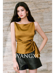 WANGXO | Áo Thun Không Tay Kết Cấu Nơ Thêu Đầy