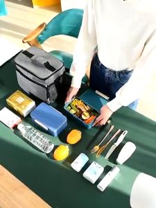 Insulated Lunch Bag High Capacity Waterproof Oxford Warmer Bag Portable Aluminum Foil Box Beg Makan Tengah Hari