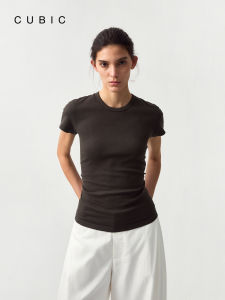 Slim Fit Pleated Waist Short T-shirt