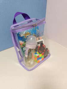 Transparent Double-Shoulder Childrens Backpack from Korea with PVC Multicolor Beach Outdoor Snack Toy Bag for Casual Use